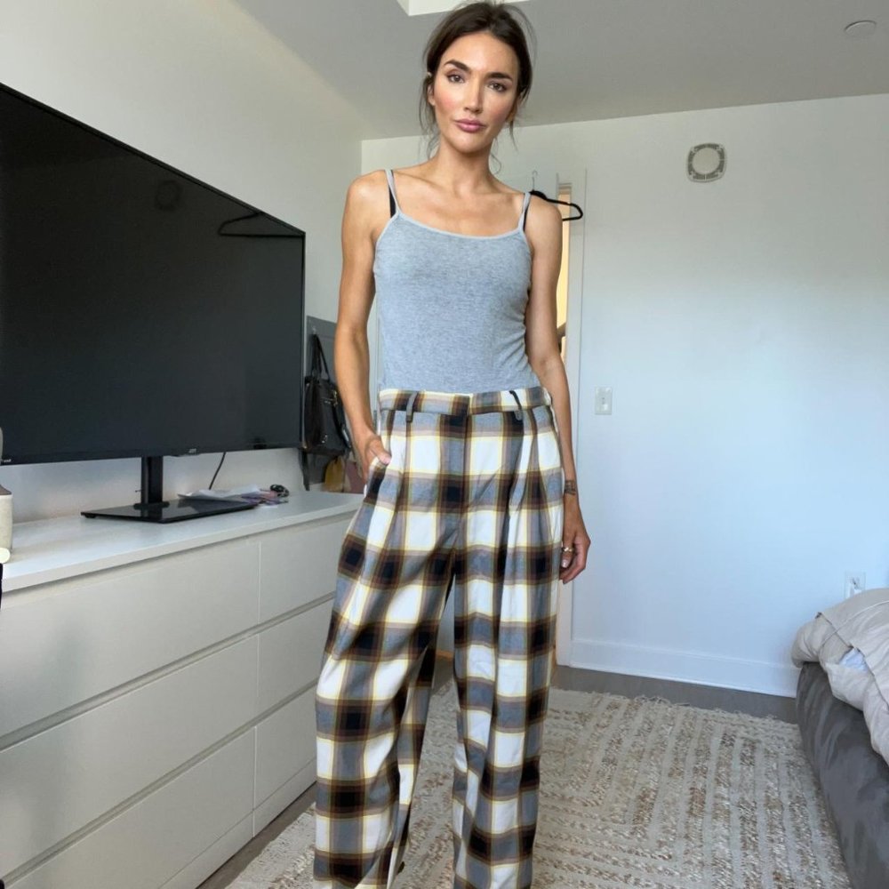 Women's Urban Outfitters Brown and White Trousers Size L
